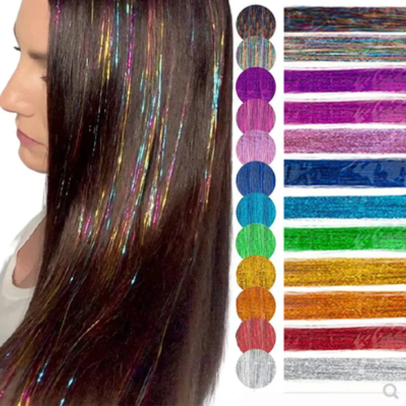 Tinsel Garland Decoration - 93cm brilho cabelo enfeites arco-íris fios