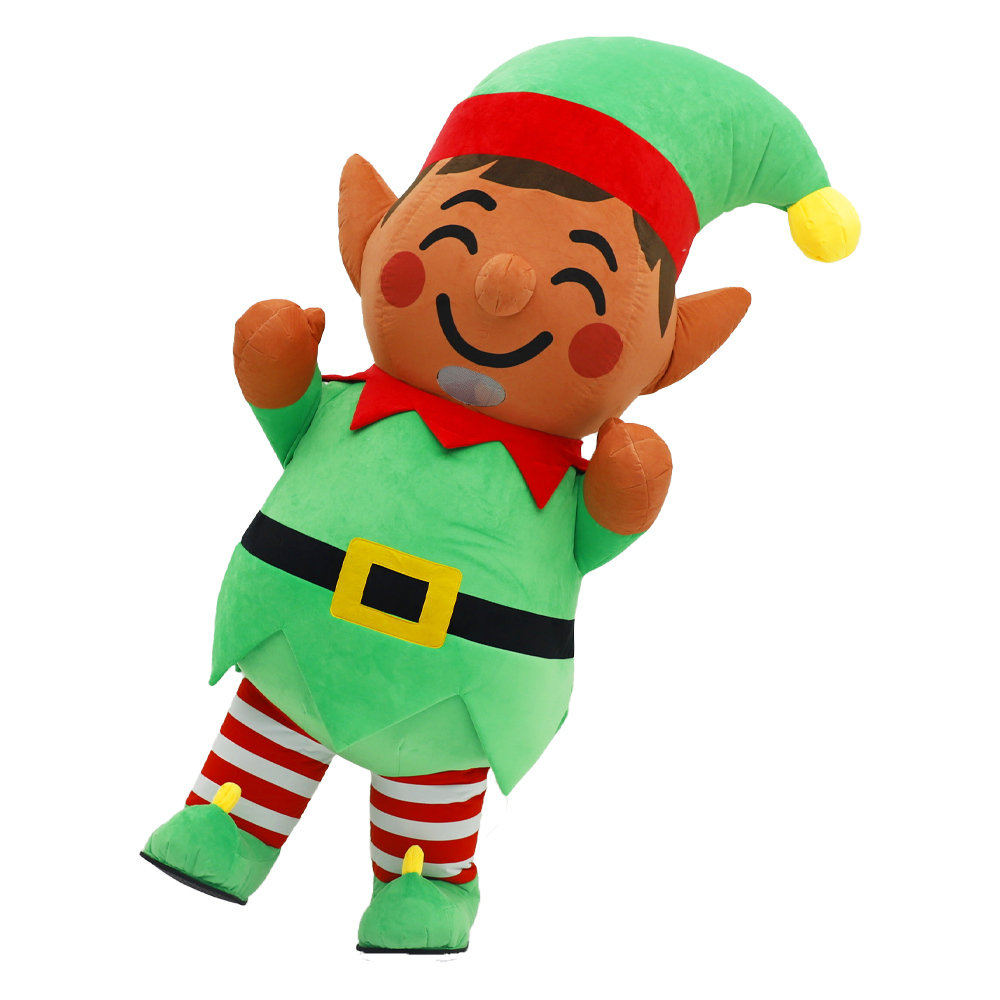Elf Costume Christmas - Fantasia inflável de pelúcia de elfo