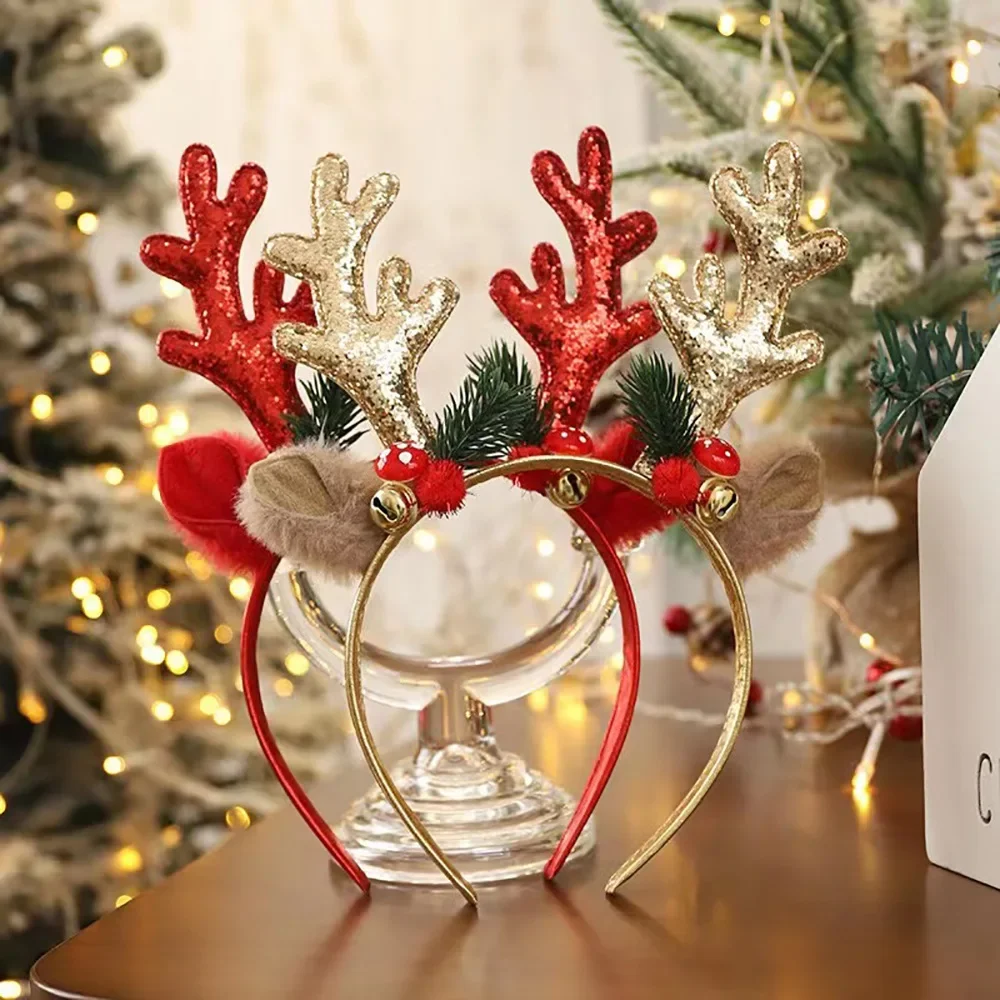 Natal glitter veado chifres ba - Reindeer Antlers Headband avaliação e preço