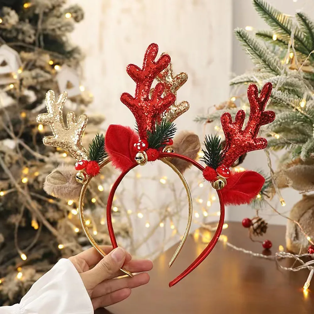 Natal glitter veado chifres ba - Reindeer Antlers Headband avaliação e preço