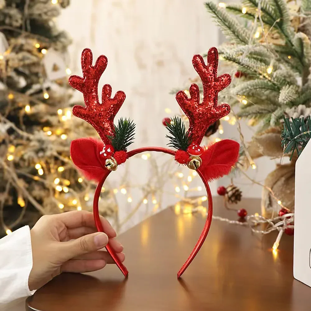 Natal glitter veado chifres ba - Reindeer Antlers Headband avaliação e preço