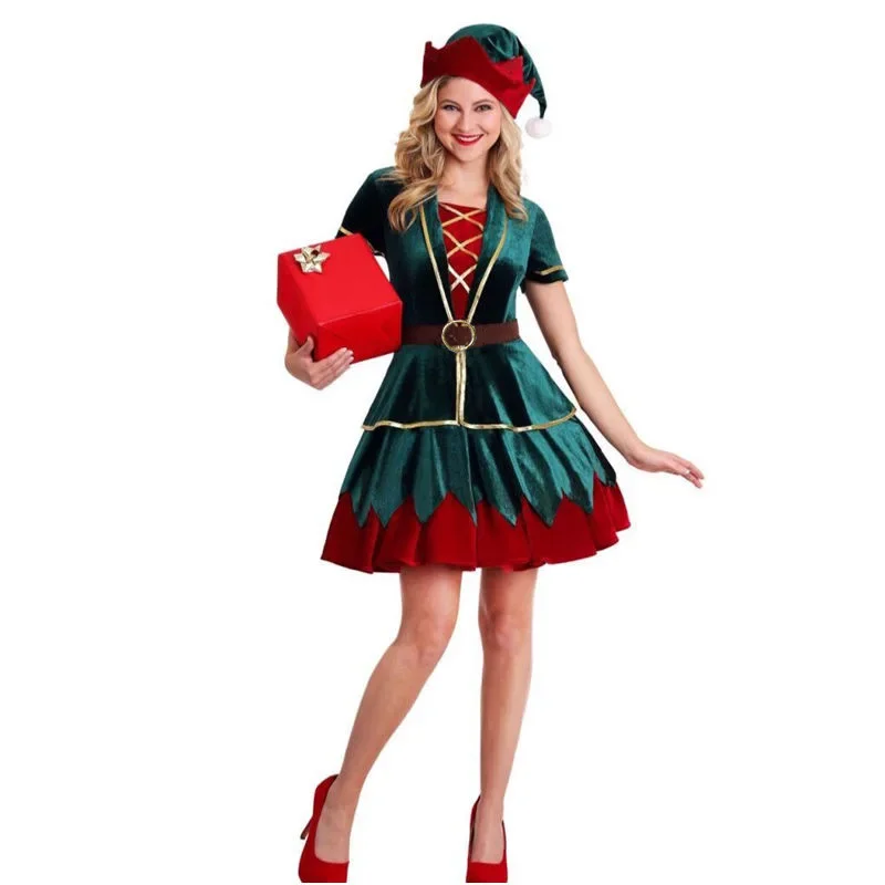 Natal papai noel traje casal t - Elf Costume Christmas avaliação e preço