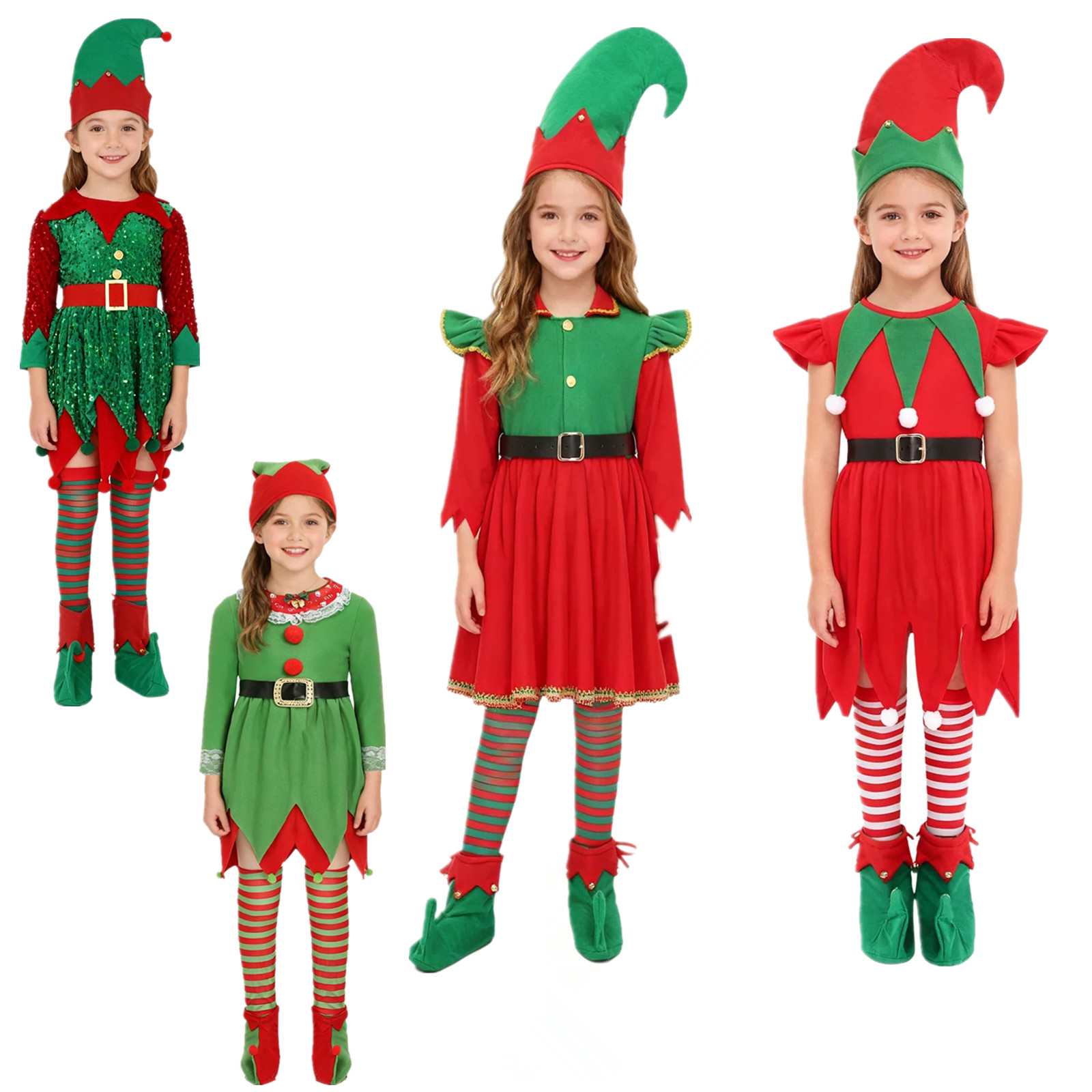 Elfo menina traje de natal pap - Elf Costume Christmas avaliação e preço
