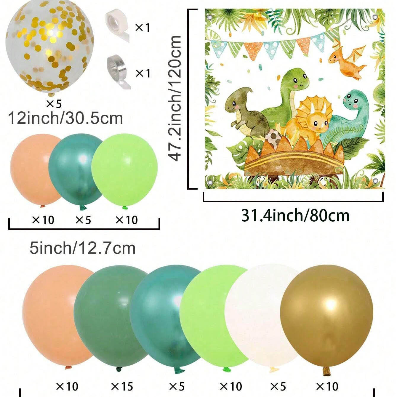 Conjunto de balões de dinossau - Tinsel Garland Decoration avaliação e preço